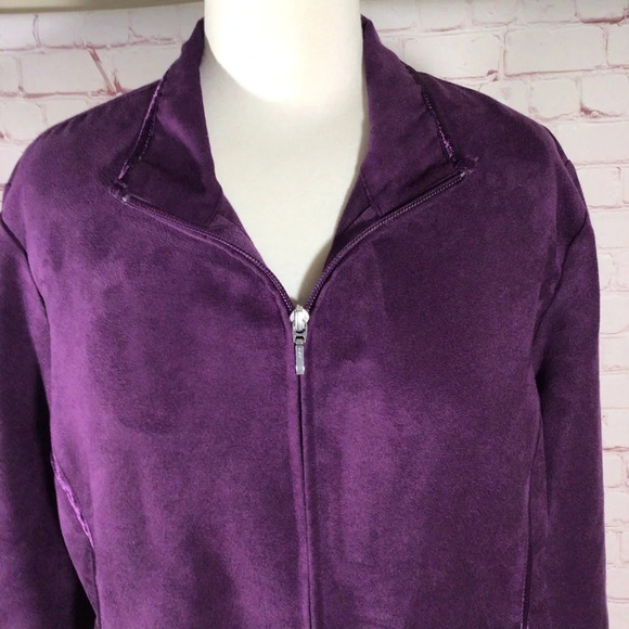 Travel Smith Suede Like Full Zip Purple Jacket - Size 12P - Picture 2 of 11